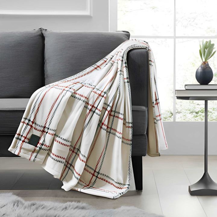 Brookstone Cozy Heated Plush Throw Holiday Windowpane