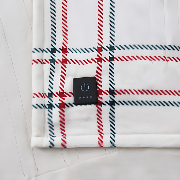 Brookstone Cozy Heated Plush Throw Holiday Windowpane