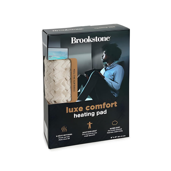 Brookstone Luxe Herringbone Heating Pad Taupe