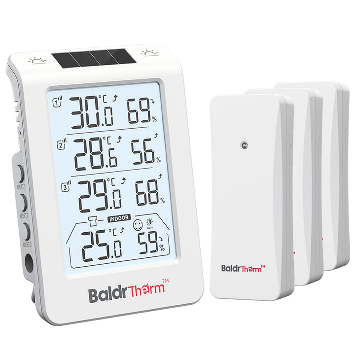 BaldrTherm Three Channel Thermo-Hygrometer With 3 Sensors