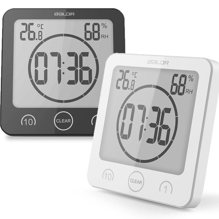 Waterproof Shower Clock w/ Timer (2 Packs)