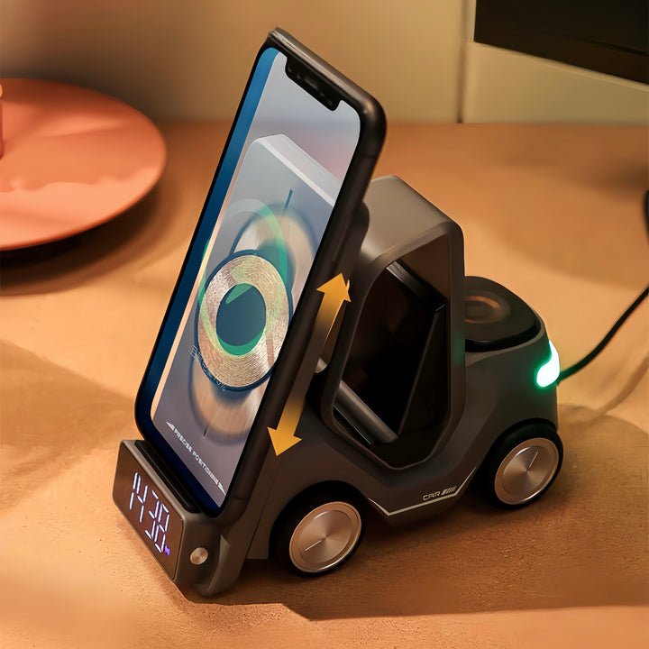 4 in 1 Forklift Fast Wireless Charging Station Dock for iPhone, AirPods & Apple Watch by INSPECIAL HOME