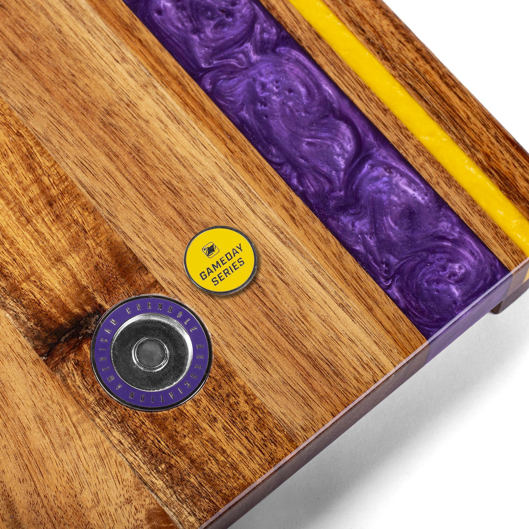 1ft x 2ft Gameday Teams Epoxy Resin Wood Compact Travel Cornhole Board Set