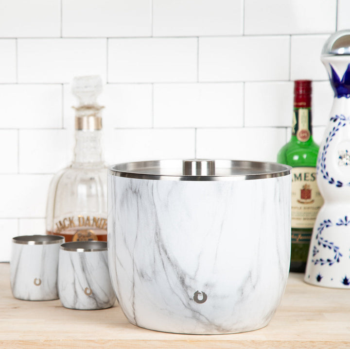 Extra Large Ice Bucket with Lid and Ice Scoop, Steel by Snowfox