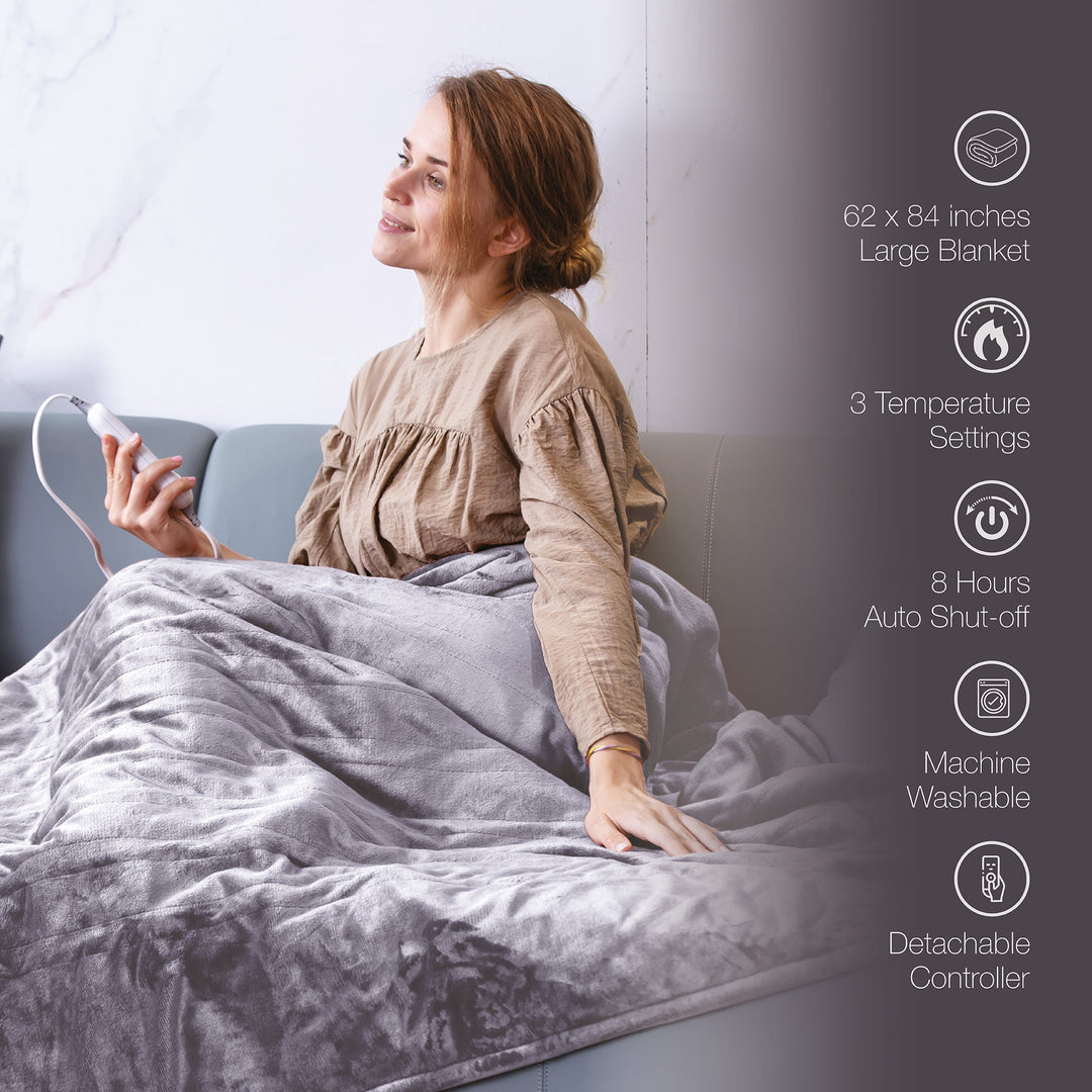 Electric Soft Microplush Heated Blanket Throw
