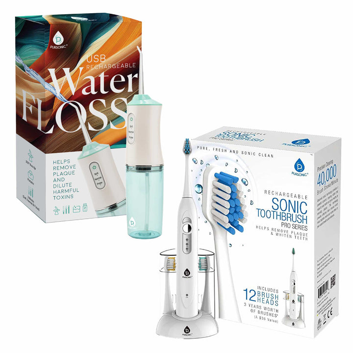Rechargeable Toothbrush & Water Flosser Duo with Multi-Year Supply