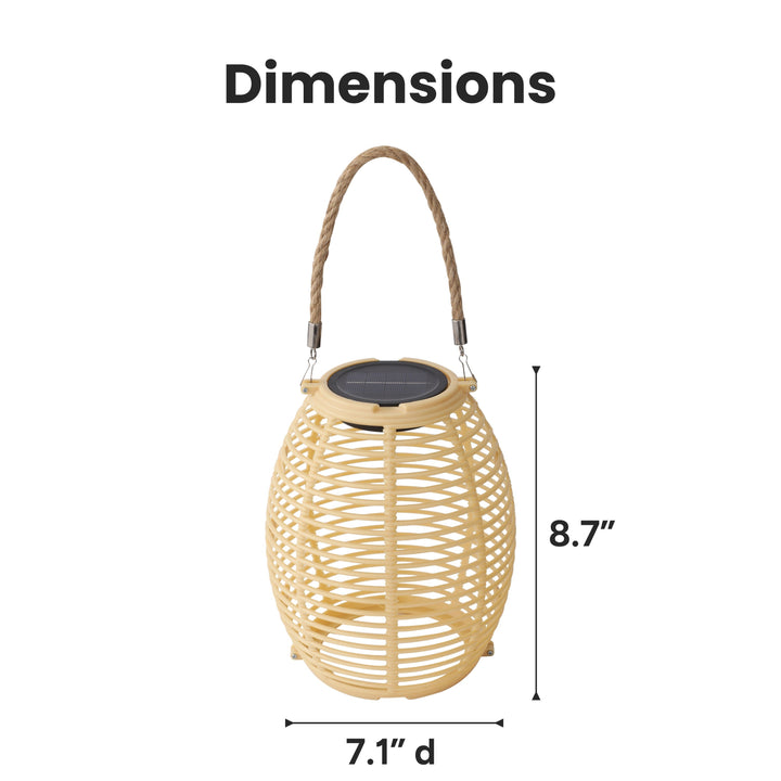 Outdoor Solar Rattan-Style Round LED Lantern With Handle