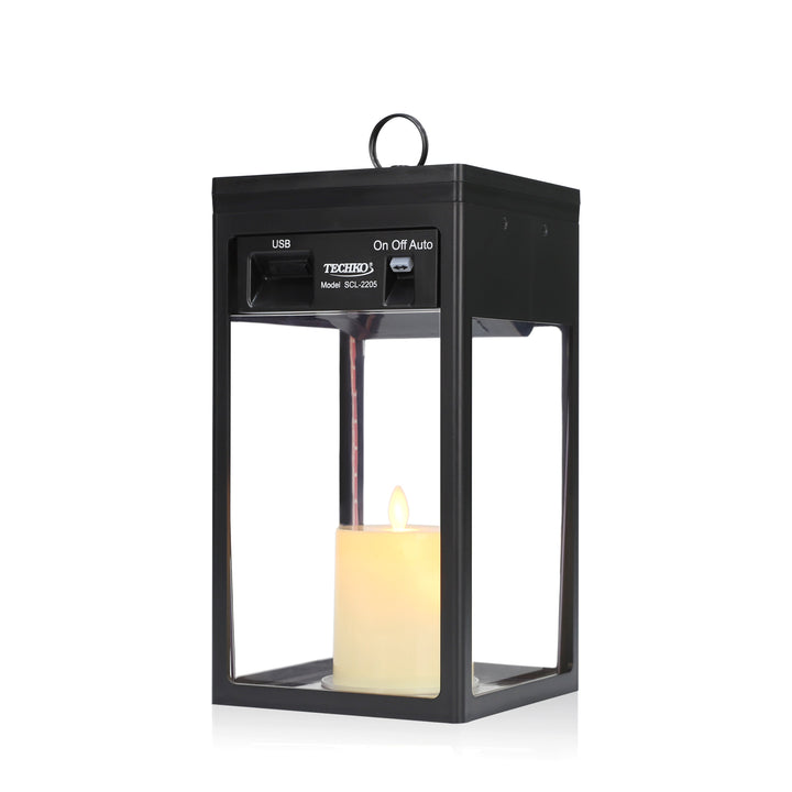 Solar Modern Candle Lantern - Large W/ Hanging Hook