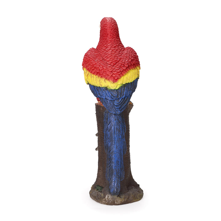 Red Parrot Statue With High-Power Solar Spotlight