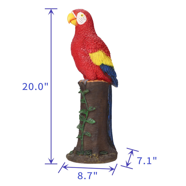 Red Parrot Statue With High-Power Solar Spotlight