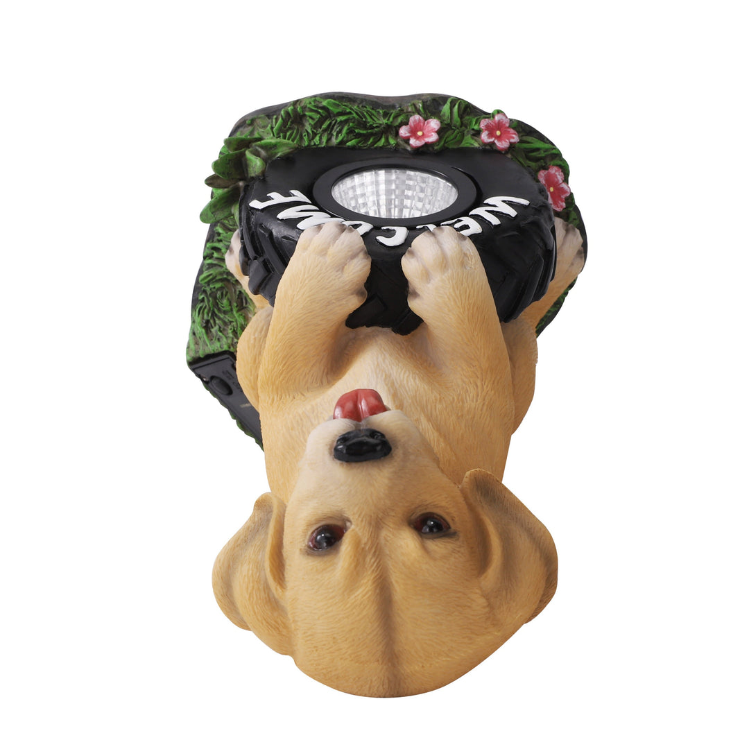 Buddy the Puppy Solar Outdoor Garden Statue With Integrated LED Light