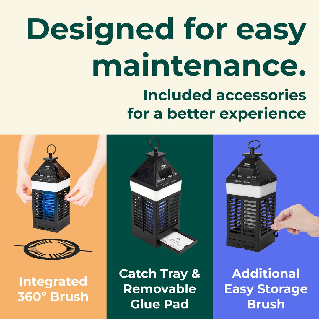 Solar Bug Zapper Lantern With 360º Easy-Clean Brush