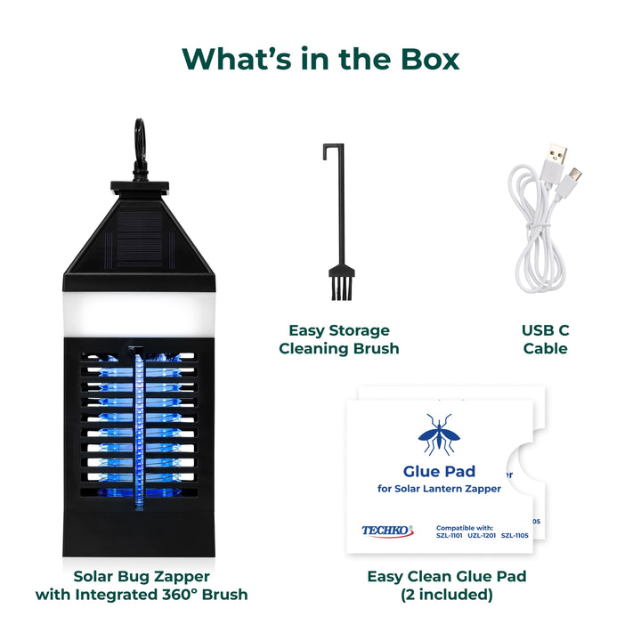 Solar Bug Zapper Lantern With 360º Easy-Clean Brush