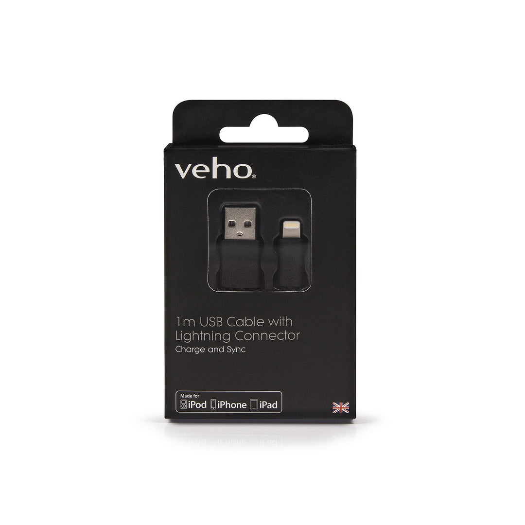 Veho Pebble Certified MFi Lightning To USB Cable | 1 Metre/3.3 Feet | Charge and Sync | Data Transfer