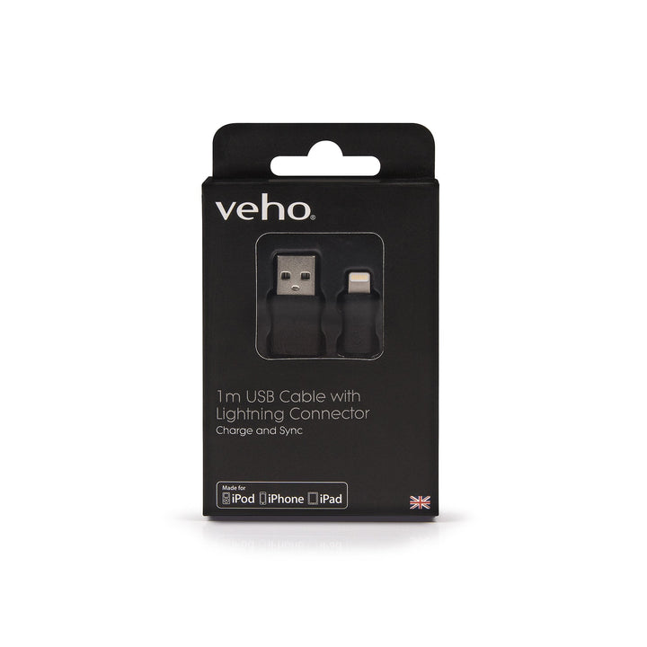 Veho Pebble Certified MFi Lightning To USB Cable | 1 Metre/3.3 Feet | Charge and Sync | Data Transfer