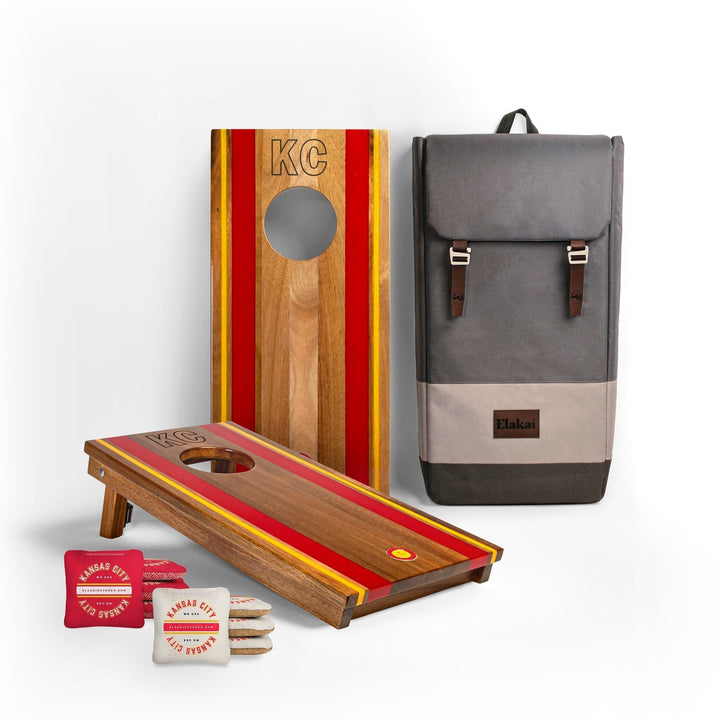 1ft x 2ft Gameday Teams Epoxy Resin Wood Compact Travel Cornhole Board Set