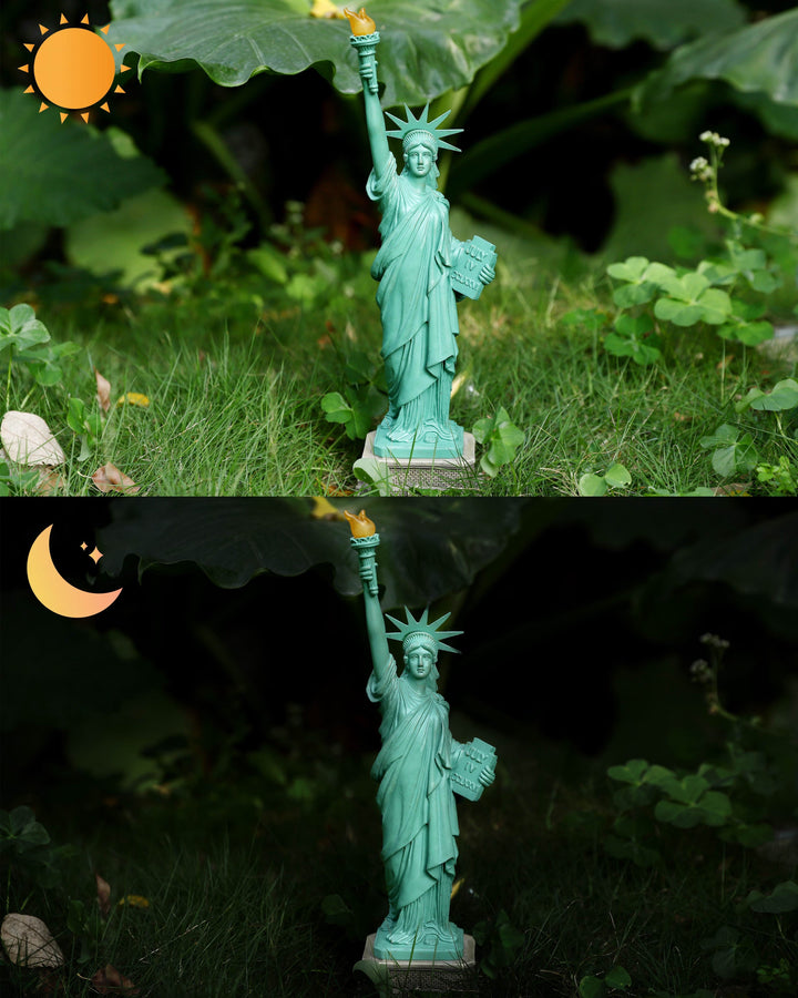 Statue of Liberty With High-Power Solar Spotlight
